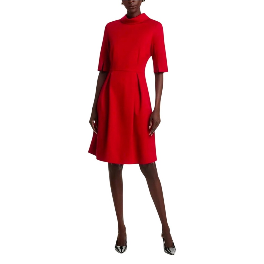 Misook Pleated Stretch Ponte Dress Scarlet Red Womens Xl